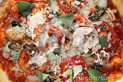 Pizza seafood Stock Photo