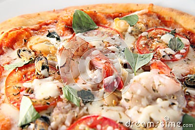 Pizza seafood Stock Photo