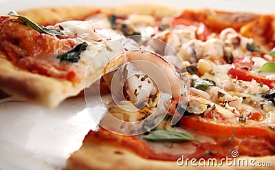 Pizza seafood Stock Photo