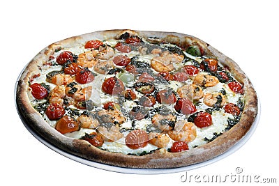 Pizza seafood shrimp Stock Photo