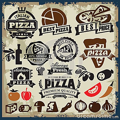 Pizza sign set Vector Illustration