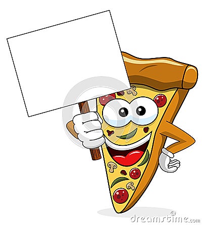 Pizza slice cartoon funny banner copyspace isolated Vector Illustration