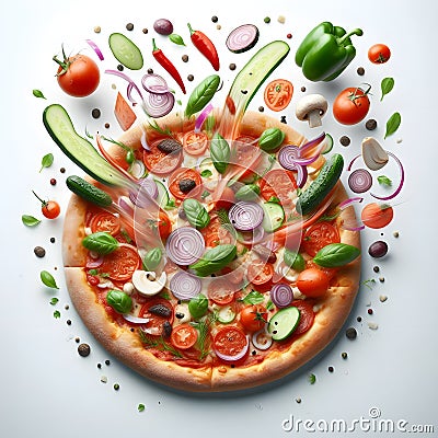 Pizza slice delicious on light background Stock Photo