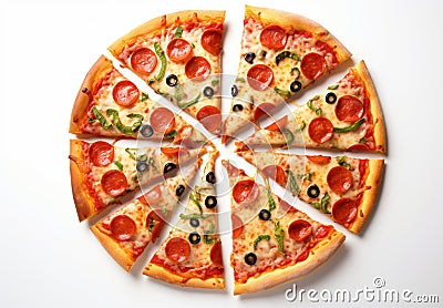 Pizza slice delicious on white Stock Photo