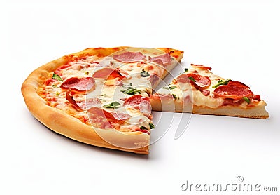 Pizza slice delicious on white Stock Photo