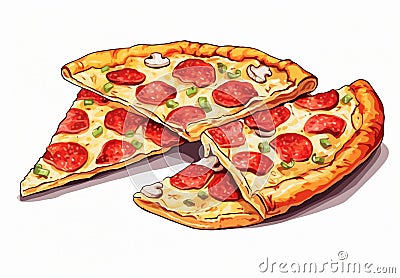 Pizza slice delicious on white Stock Photo