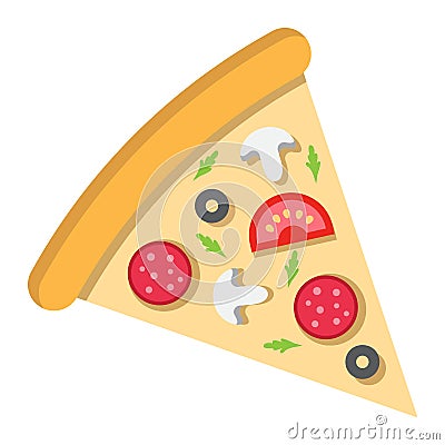 Pizza slice flat icon, food and drink, fast food Vector Illustration