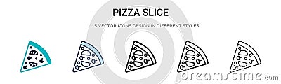 Pizza slice icon in filled, thin line, outline and stroke style. Vector illustration of two colored and black pizza slice vector Vector Illustration