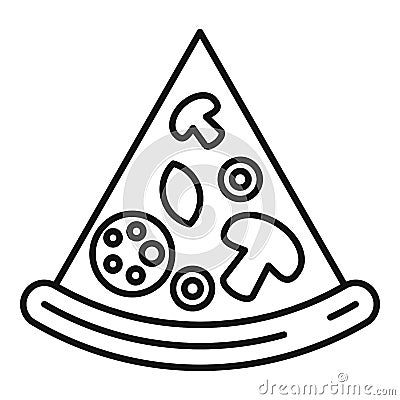 Pizza slice icon, outline style Vector Illustration