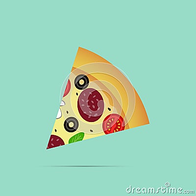 Pizza slice icon, vector Cartoon Illustration