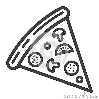 Pizza slice line icon, food and drink, fast food Vector Illustration