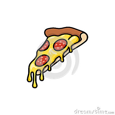 Pizza slice with melted cheese Vector Illustration