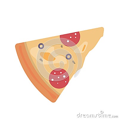 Pizza slice with salami Vector Illustration