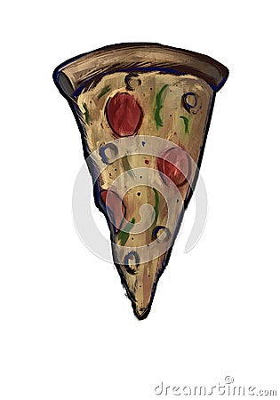 Pizza slice saliami Stock Photo