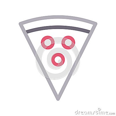 Pizza slice thin color line vector icon Vector Illustration