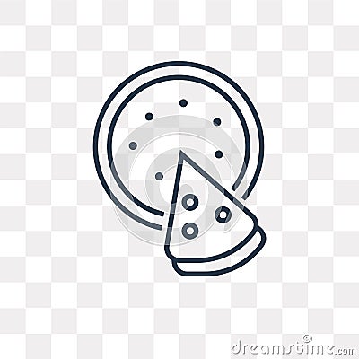 Pizza Slice vector icon isolated on transparent background, line Vector Illustration