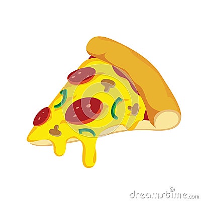 Pizza Slice Vector Illustration with Melted Cheese Vector Illustration