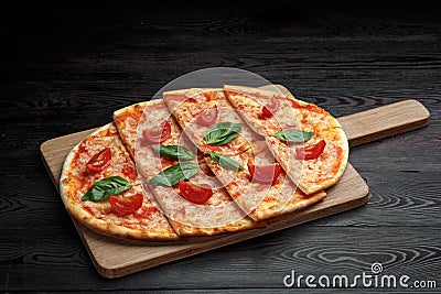 Pizza with tomatoes, mozzarella and tartar sauce Stock Photo