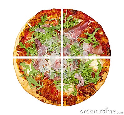 Four pieces of pizza Stock Photo