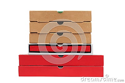 Pizzas cardboard boxes Stock Photo
