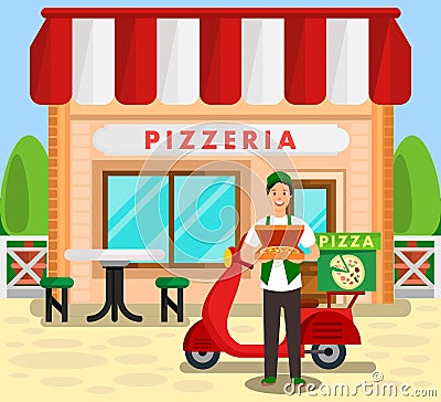 Pizzeria, Bakery Delivery Service Illustration Vector Illustration