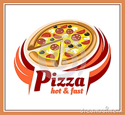 Pizzeria emblem and label. Vector. Vector Illustration