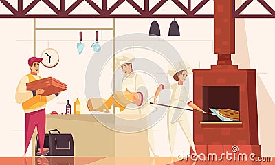 Pizzeria Flat Composition Vector Illustration