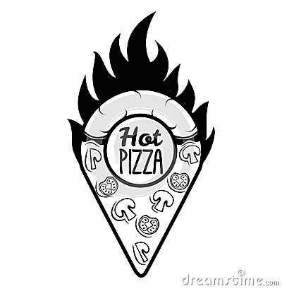 Pizzeria map pointer. Slice of pizza. Italian cuisine. Food Delivery. Vector illustration Vector Illustration