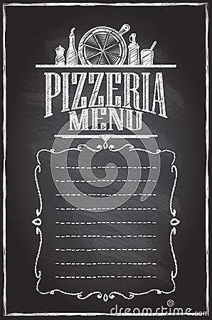 Pizzeria menu chalkboard menu list Vector Illustration