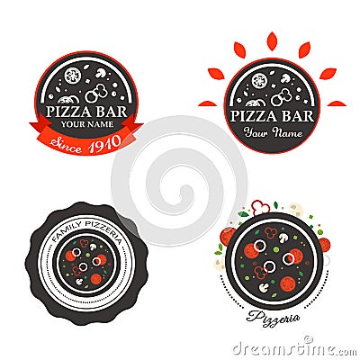 Pizzeria Restaurant Shop Design Element in Vintage Vector Illustration
