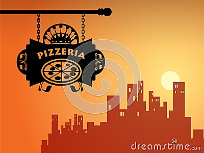 Pizzeria sign Vector Illustration