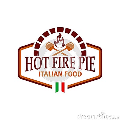 Pizzeria Vector Emblem on blackboard. Pizza logo template. Vector emblem for cafe restaurant or food delivery service. Vector Illustration