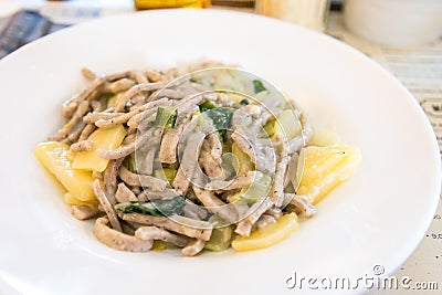 Pizzoccheri alla valtellinese Stock Photo