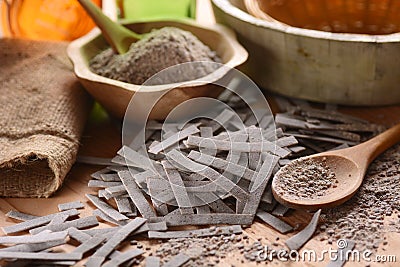 Pizzoccheri raw on the table Stock Photo