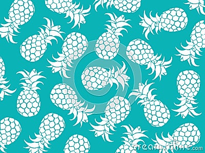 Vector tropical background of white pineapples with blue color background as vector for beach patterns and all summer. holiday ill Vector Illustration