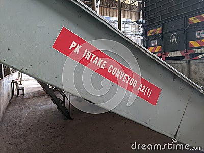 PK Intake Conveyor A2 (1) to carry kernal palm seeds Stock Photo