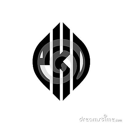 PKD circle letter logo design with circle and ellipse shape. PKD ellipse letters with typographic style. The three initials form a Vector Illustration
