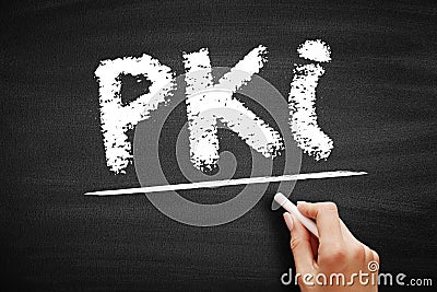 PKI - Public Key Infrastructure is a set of roles, policies, hardware, software and procedures needed for digital certificates and Stock Photo