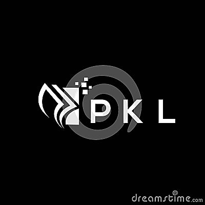 PKL credit repair accounting logo design on BLACK background. PKL creative initials Growth graph letter logo concept. PKL business Vector Illustration