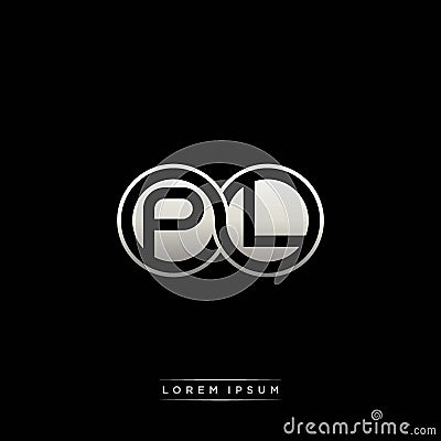 PL initial letter linked circle capital monogram logo modern template silver color version Vector Illustration