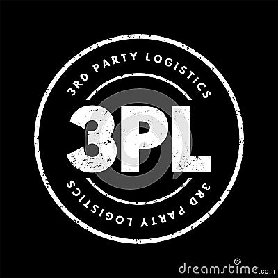 3PL Third-party logistics - organization`s use of third-party businesses to outsource elements of its distribution, warehousing, Stock Photo
