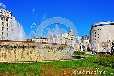 Placa Catalunya in Barcelona, Spain Editorial Stock Photo