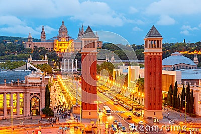 Placa Espanya in Barcelona, Catalonia, Spain Stock Photo