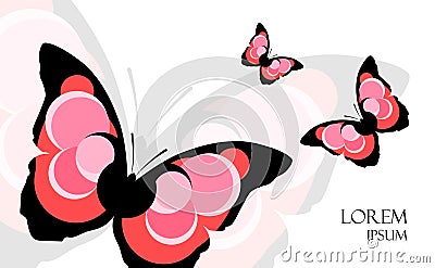 Placard with abstract butterfly and sample text. Vector banner Vector Illustration