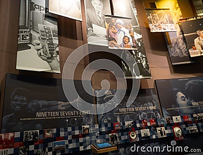 Placards with Noteworthy Events Displayed at the Jimmy Carter Presidential Library and Museum in Atlanta, Georgia Editorial Stock Photo