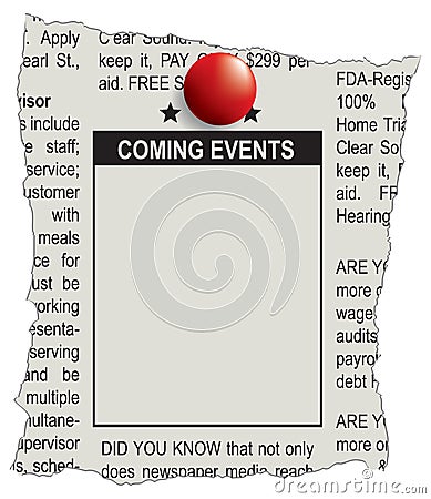 Classifieds Coming Events Vector Illustration