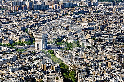 Place de l'Etoile and Arc de Triomphe place, Paris, France Editorial Stock Photo