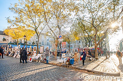 Place du Tertre Editorial Stock Photo