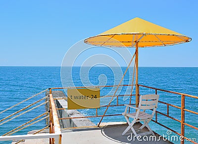 A place for lifeguards for watching people on the beach Stock Photo