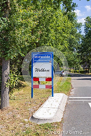 Place name sign Midwolde Editorial Stock Photo